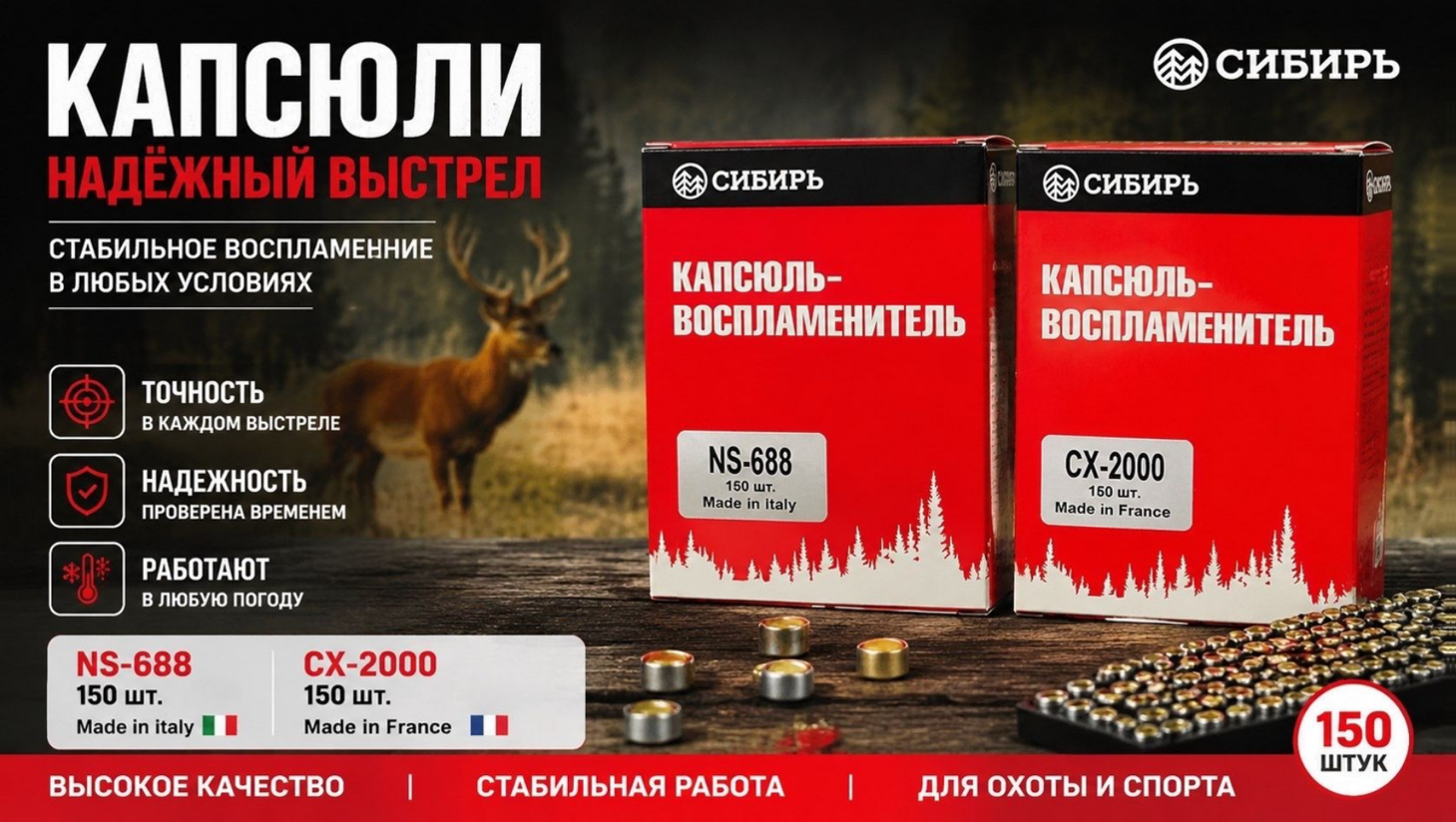 Мы пополнили ассортимент проверенными капсюлями — идеальное решение для тех, кто занимается снаряжением патронов. Мы пополнили ассортимент проверенными капсюлями — идеальное решение для тех, кто занимается снаряжением патронов.