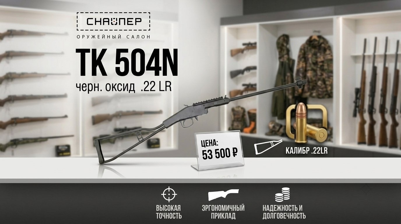 Новинка в нашем ассортименте: мелкокалиберная винтовка ТК 504Н в исполнении с чёрным оксидным покрытием под патрон .22 LR Новинка в нашем ассортименте: мелкокалиберная винтовка ТК 504Н в исполнении с чёрным оксидным покрытием под патрон .22 LR