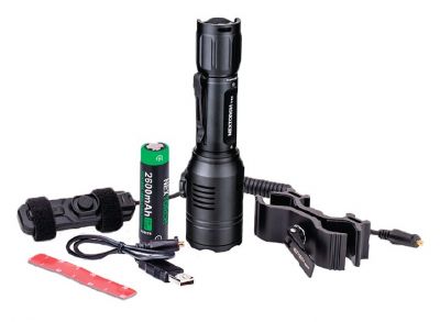 Фонарь T53 760lm белый+ 130lm зел+ 110lm красн, вынос.кнопка, кронштейн, аккум