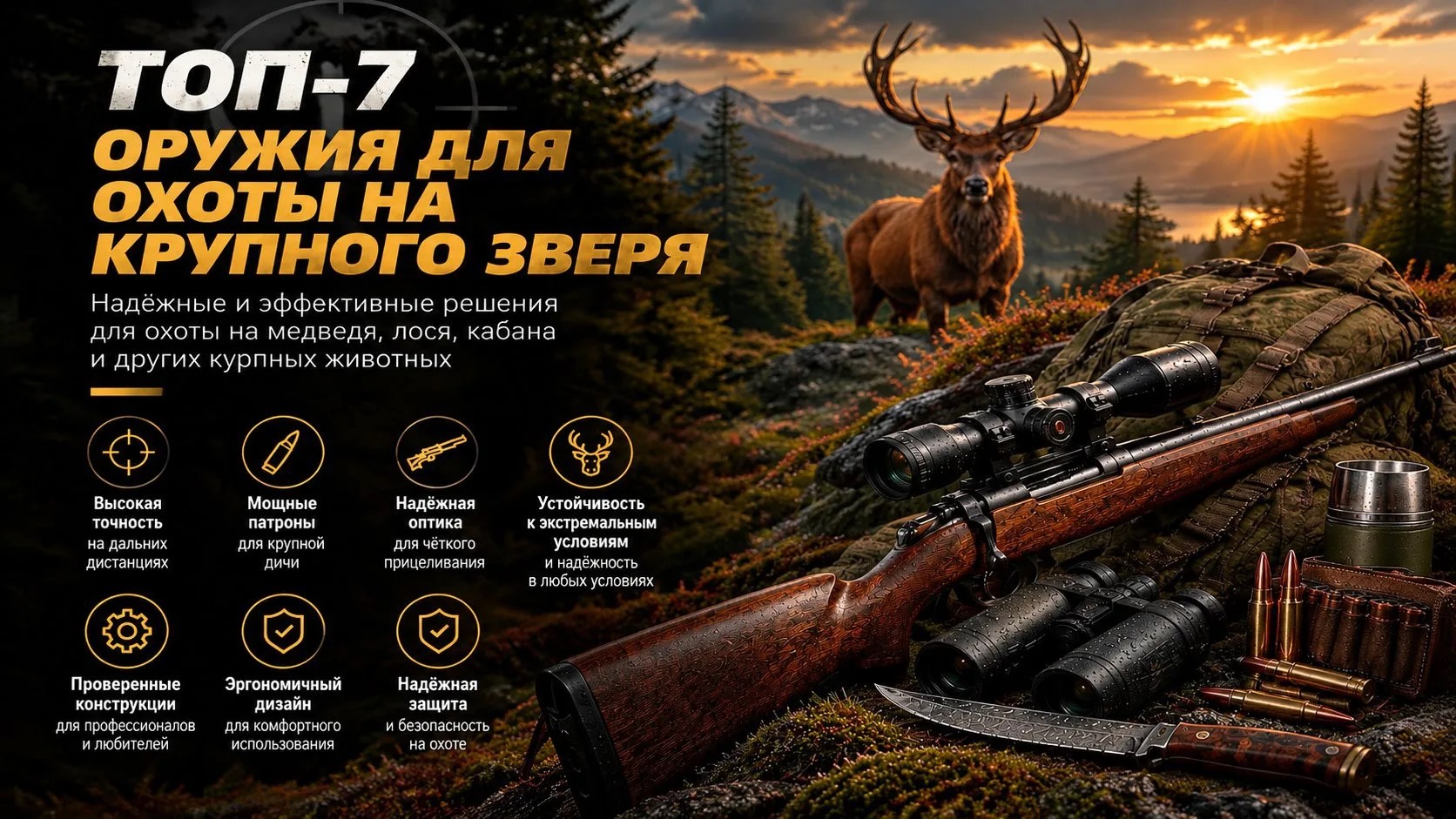 Топ‑7 моделей оружия — для охоты на крупного зверя